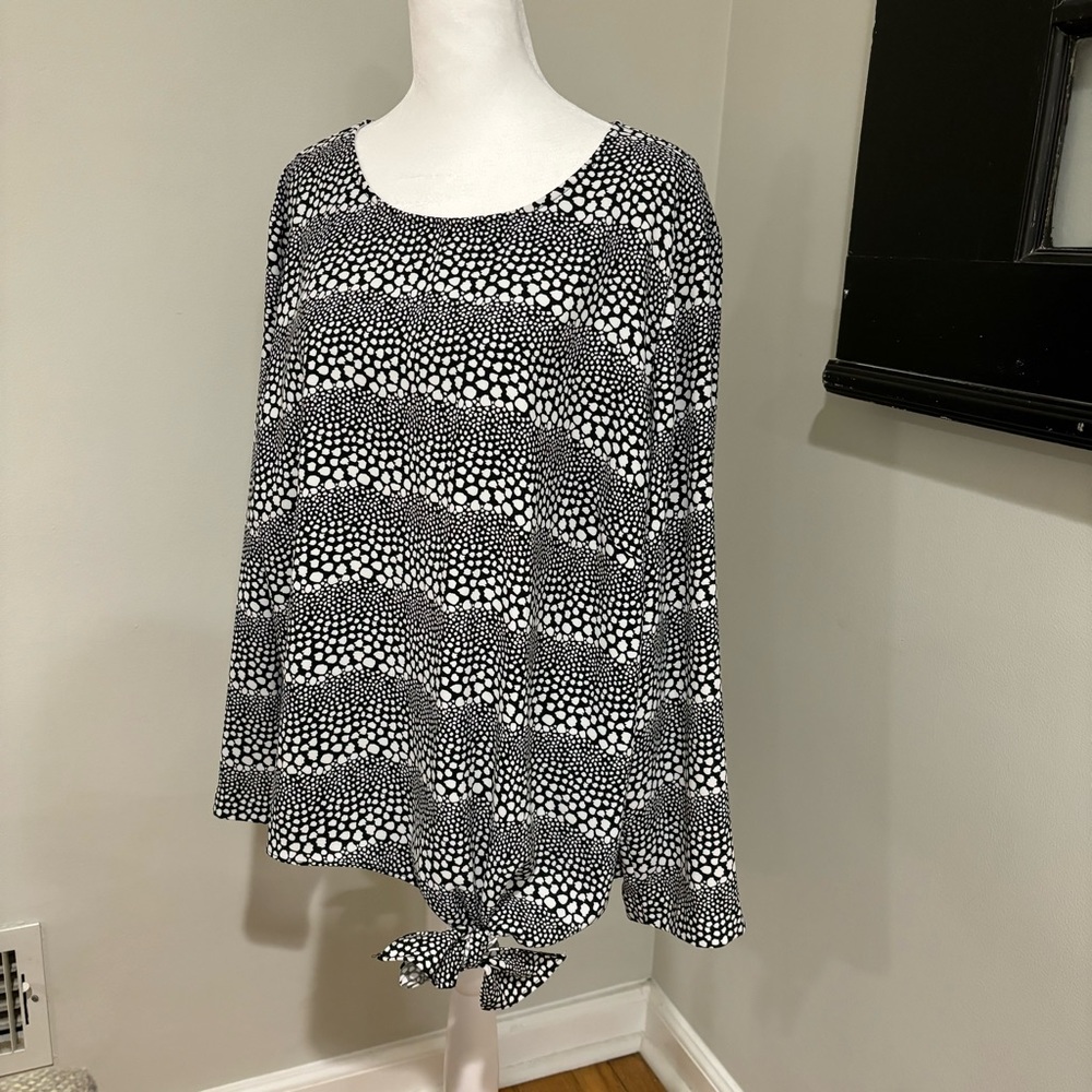 Talbots Long Sleeve Blouse Side Tie Printed Office Casual Vacation Plus Size 2X